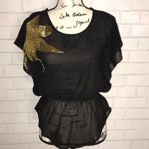 Dizzy Love beaded sheer blouse